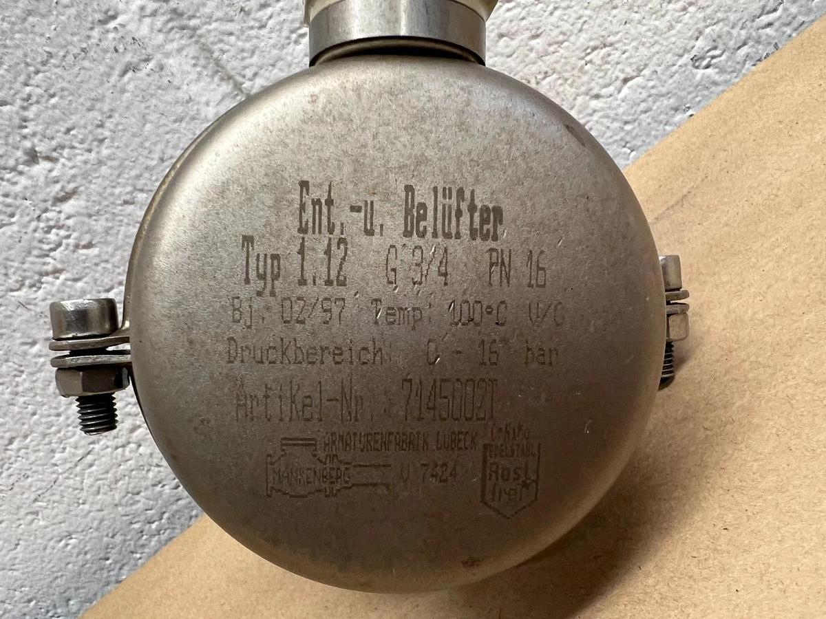 Used Ent-u. Belüfter Type 1.12 G 3/4, PN16 Valve Temp: 100 C, 0-16 bar