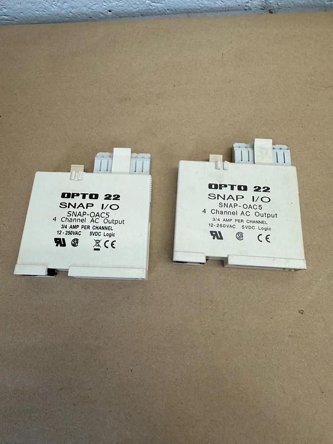 Used Opto22 SNAP-OAC5, 4 Channel AC Output, SNAP I/O, 3/4A per Channel - Lot of 2
