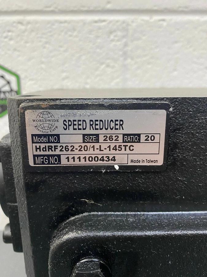 Used WorldWide Electric Corporation HdRF262-20/1-L-145TC Cast Iron Worm Gear Reducer