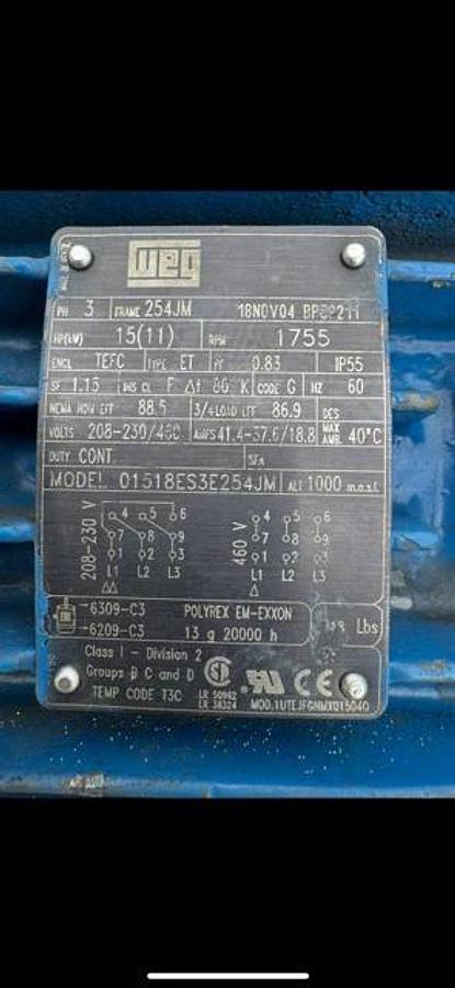 Used Peerless C-1220A Pump Serial# 665155, Weg 01518ES3E254JM 15Hp Motor @ 1755RPM