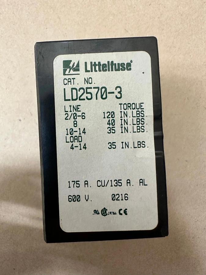 Used Littelfuse LD2570-3, 3 Pole Fuse Block