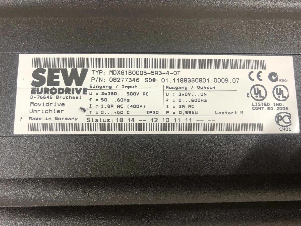 Used SEW Eurodrive MDX61B-0005-5A3-4-0T Movidrive Drive Inverter