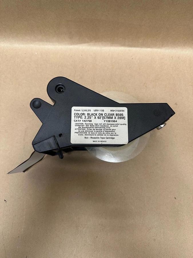 Used Brady B595 Black on Clear, 2.25” x 92’ Label Cartridge, Roughly 1/3 Left