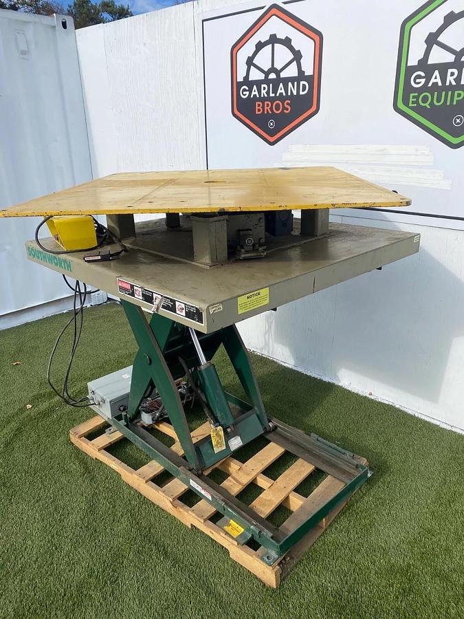 Used Southworth LS2-36 Scissor Lift Table 46”x54” Top, Rotates Clockwise 1400 lb Lift