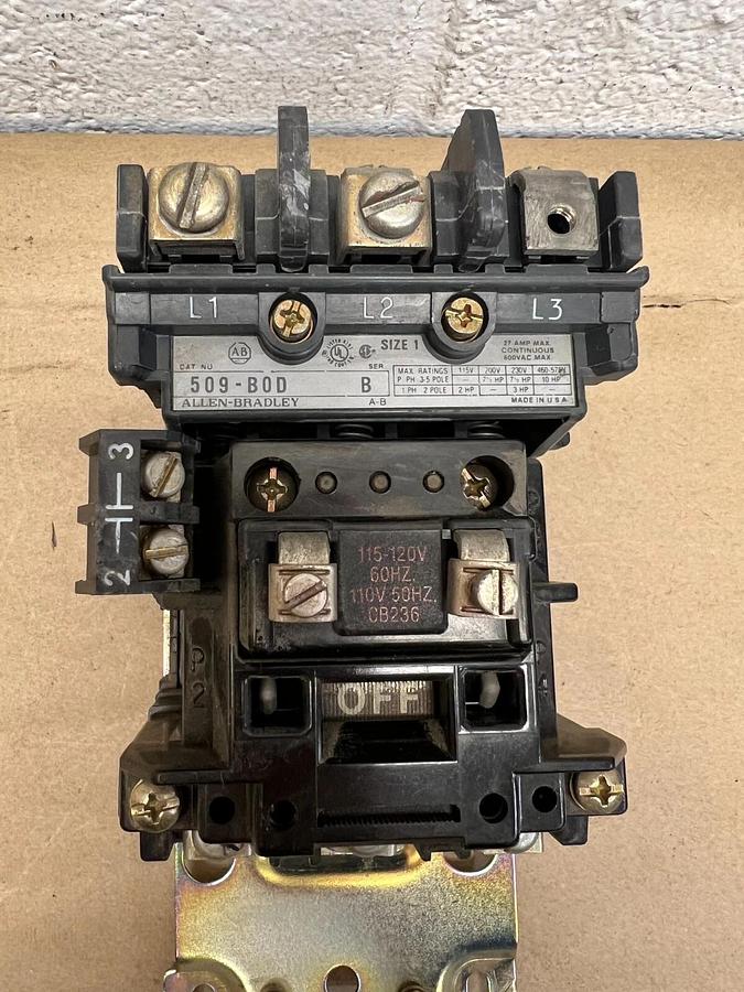 Used Allen Bradley 509-B0D Ser. B Motor Starter, Size 1