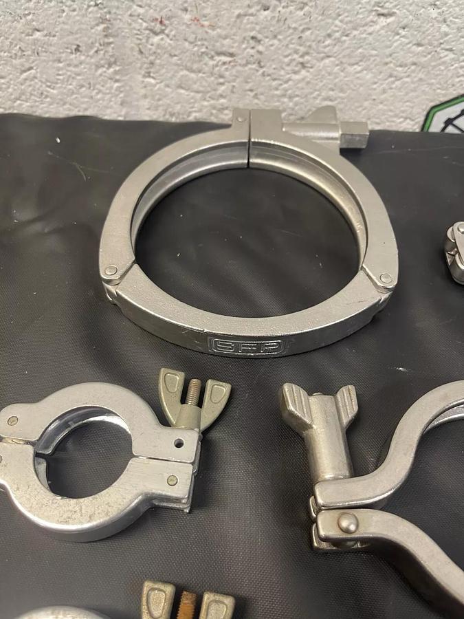 Used 11 Tri-Clamp Covers, Single Pin (1 Double Pin), Stainless Steel 304