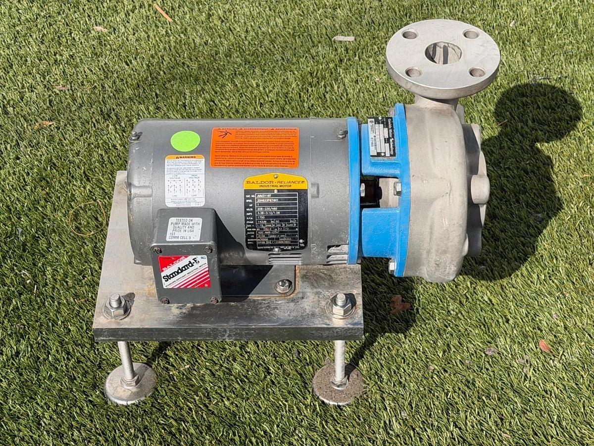 Used Goulds 3657 316 SS End-Suction Centrifugal Pump, 1Hp Baldor Motor @1750RPM
