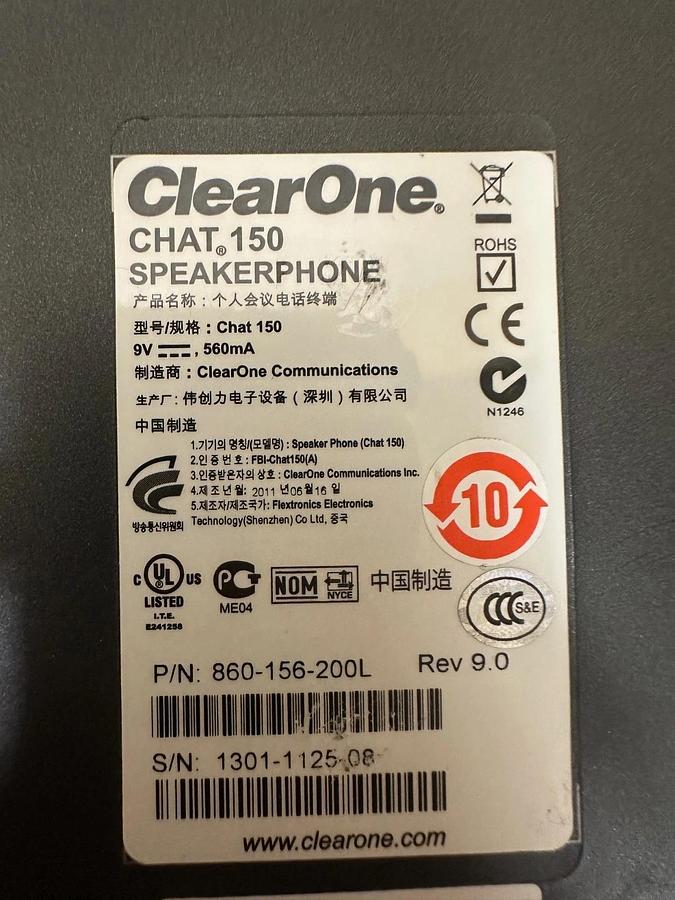 Used ClearOne 860-156-200L Chat 150 USB Group Speakerphone *NEW*