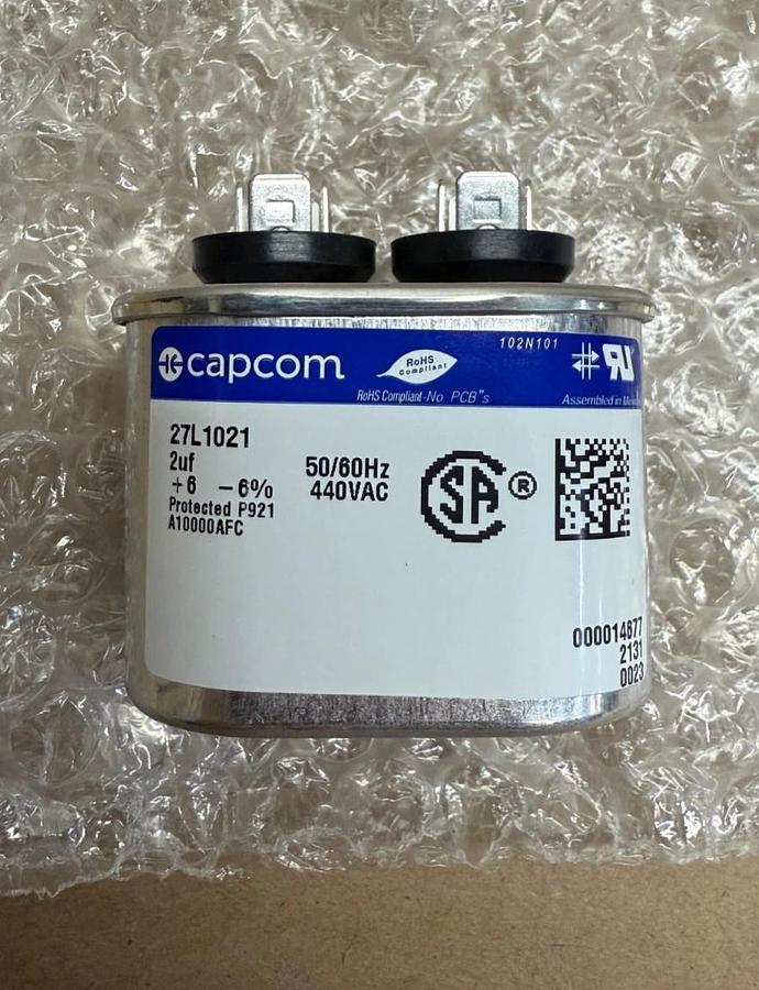 Capcom 27L1021 Oval Run Capacitor, 50/60 Hz, 440 VAC *NEW*