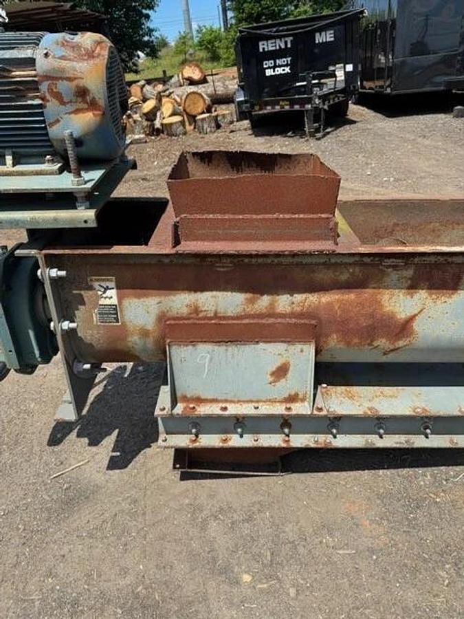 Used Industrial Screw Conveyor 16” Stick, 12’ L, 17” Trough 15Hp Motor 9.23:1 Gearbox