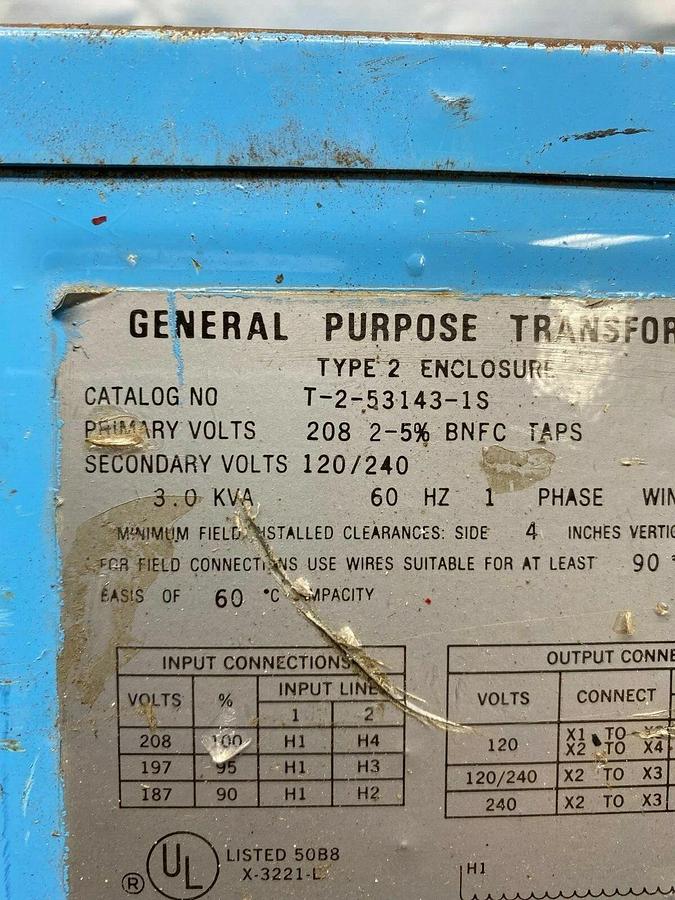 Used Acme T-2-53143-1S General Purpose Transformer, 3KVA