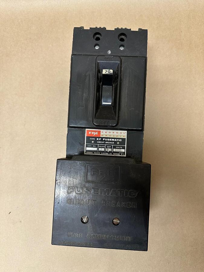Used Federal Pacific Electric Company XF 70A 3 Pole Circuit Breaker
