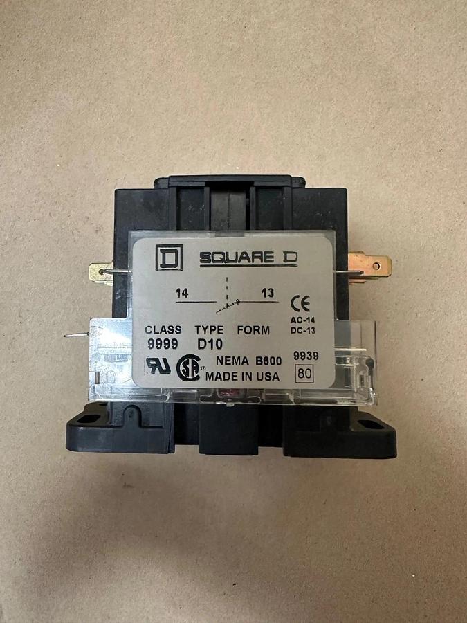 Used Square D 8910 DPA33 Contactor w/ Square D 9999 D10 Auxiliary Contact Block