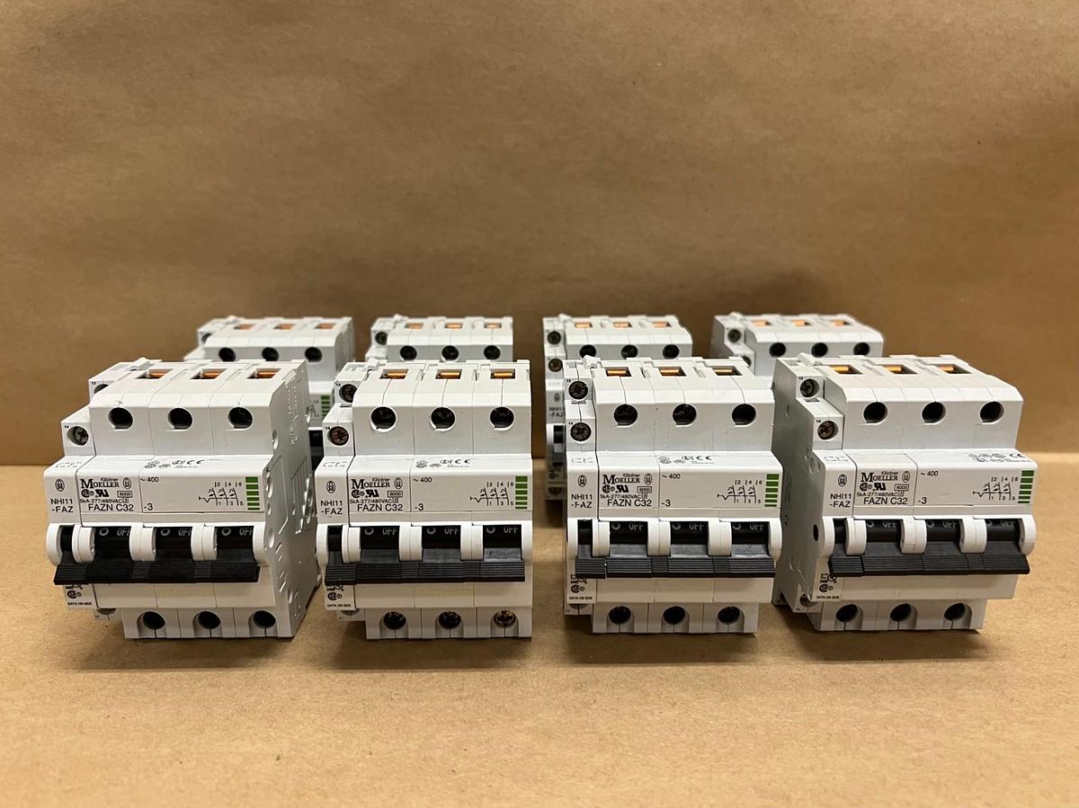 Used Moeller FAZN C32-3 3P, 32A Circuit Breakers - Lot of 8