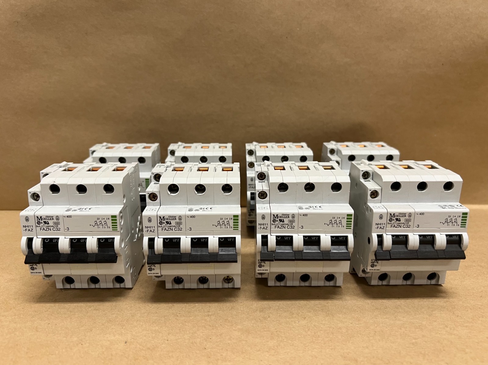 Used Moeller FAZN C32-3 3P, 32A Circuit Breakers - Lot of 8