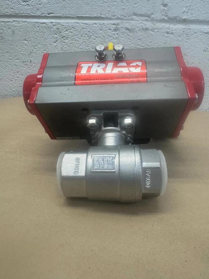 Used Triac 22TX1002R2SXX Pneumatic Double Acting Actuator, 316SS Ball Valve