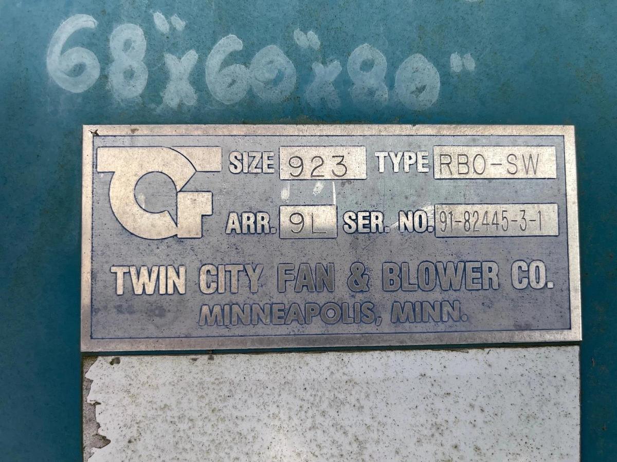 Used Twin City Fan & Blower Co 923 RBO-SW CW Horizontal Blast, 50Hp, 1760RPM, 575V