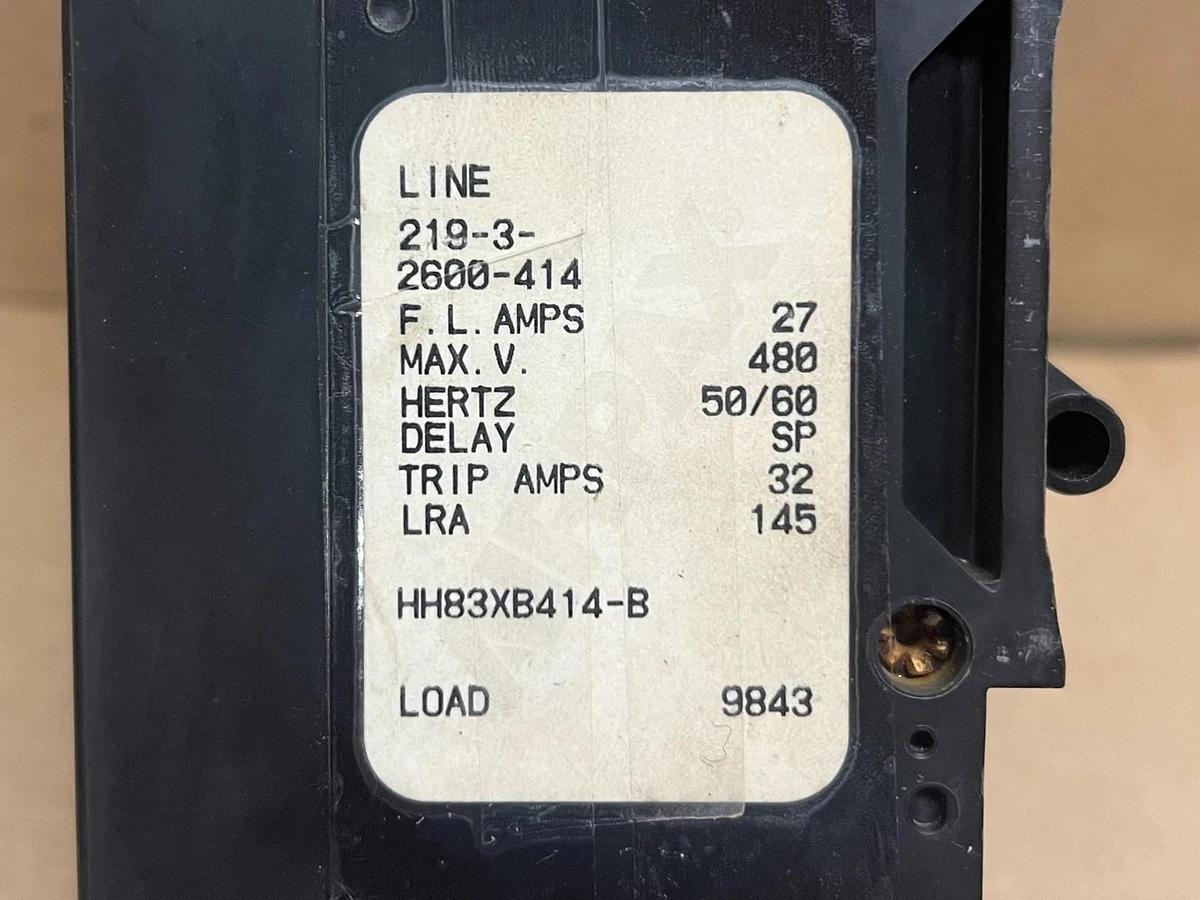 Used Airpax HH83XB414-B 27A, 480V Circuit Breaker