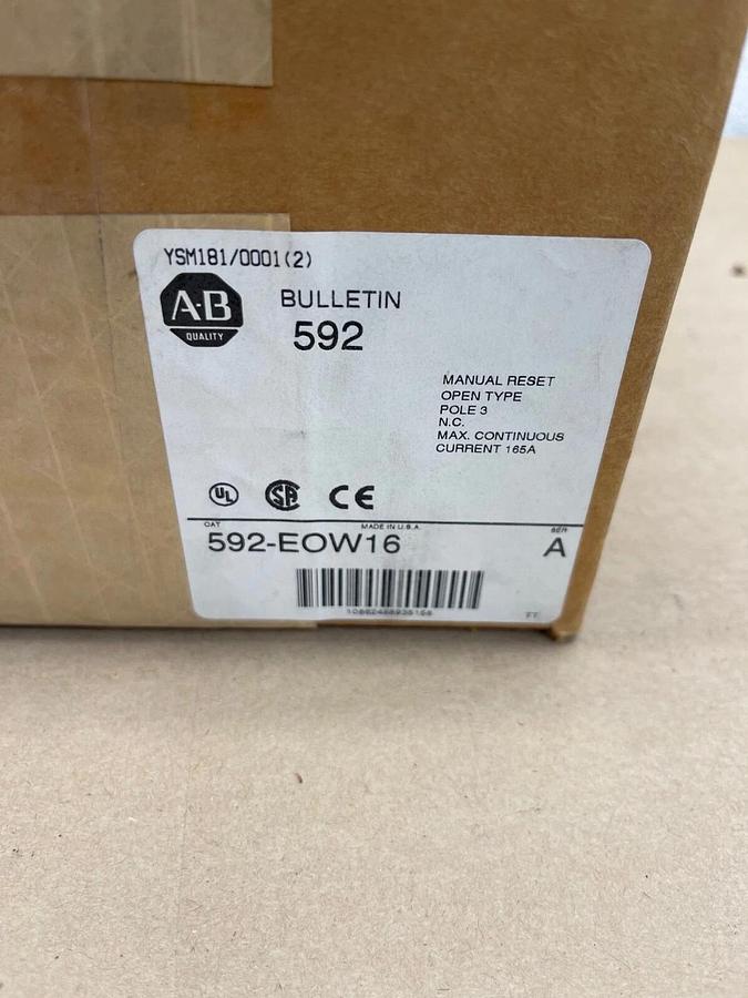 Allen Bradley 592-EOW16 Manual Reset, Series A, Open Type, 3 Pole, 165 A