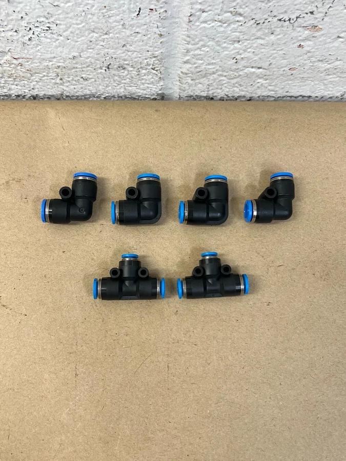 Used Festo (4 Pc.) Pneumatic Fitting Pipe w/ (2 Pc.) Tee Tube - Lot of 6