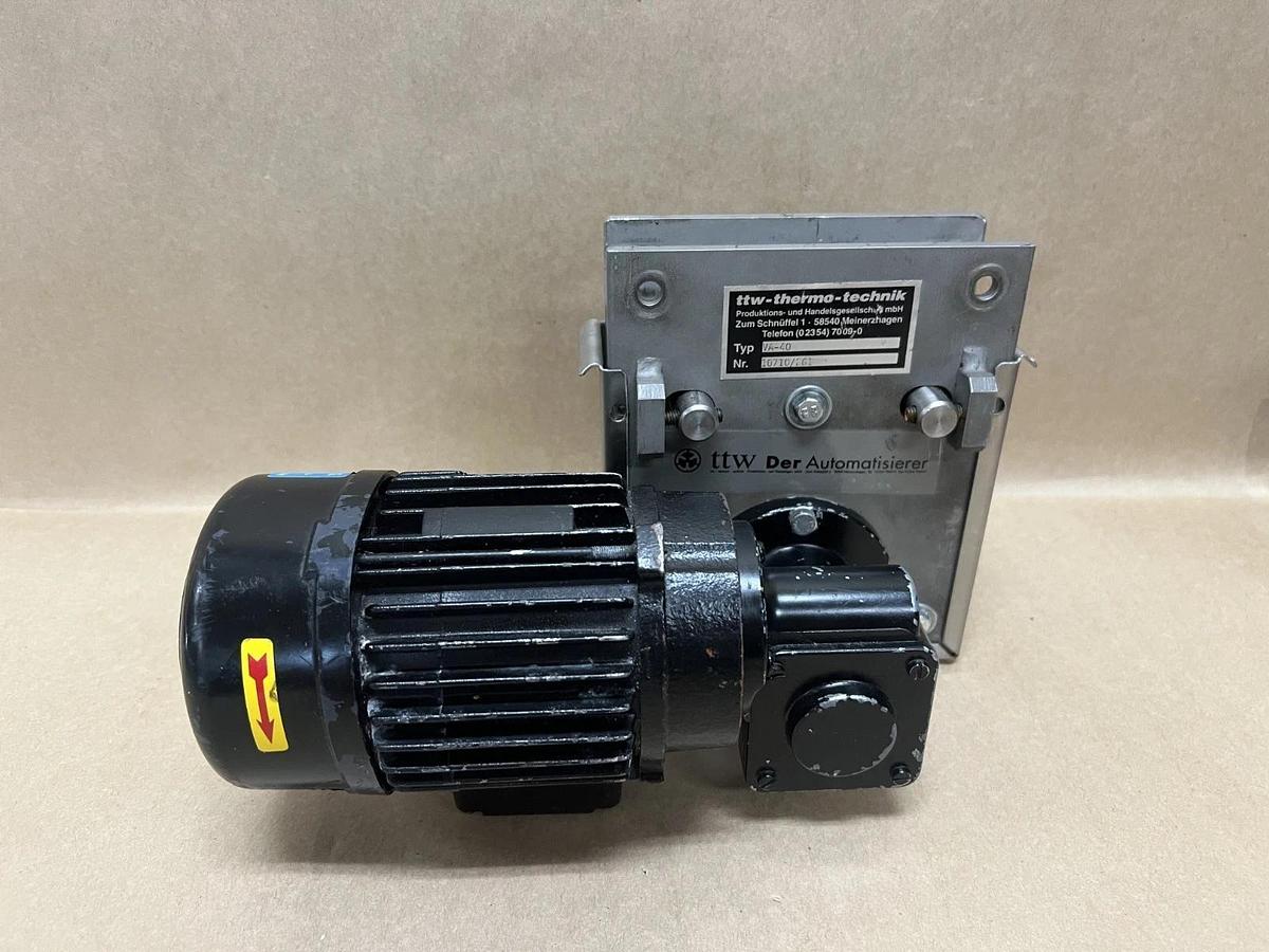 Used RGM RF0.09/4-71 3Ph 1350RPM Gear Motor TTW-Thermo-Technik, VA-40 Automation Unit