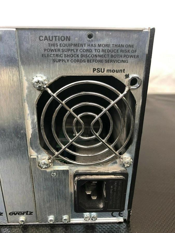 Used Evertz 7700FR-C Multiframe w/ (2) 7707OE and 7707CVT