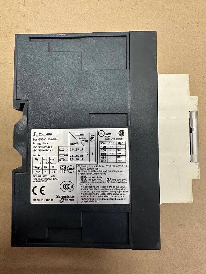 Used Telemecanique GV3ME40 Motor Circuit Breaker