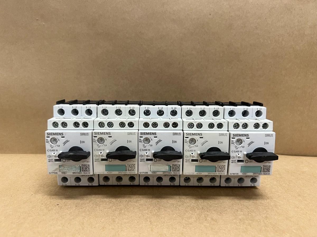 Used Siemens 3RV1021-1EA10 Class 10 Circuit Breakers - Lot of 5