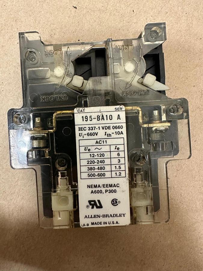Used Allen Bradley 195-BA10 Auxiliary Contactor Switch - Lot of 5