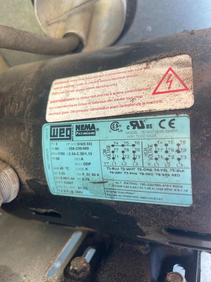 Used CaptiveAire NCA14FA Power Ventilator/ Exhaust Fan, Belt Drive 3/4Hp, 3 Ph