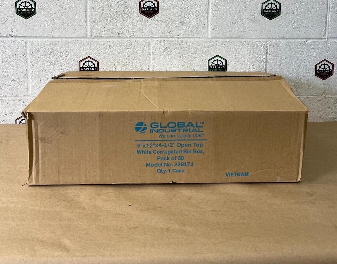 Global Industrial 228174 6”x12”x4-1/2” Open Top White Corrugated Bin Box Qty 50