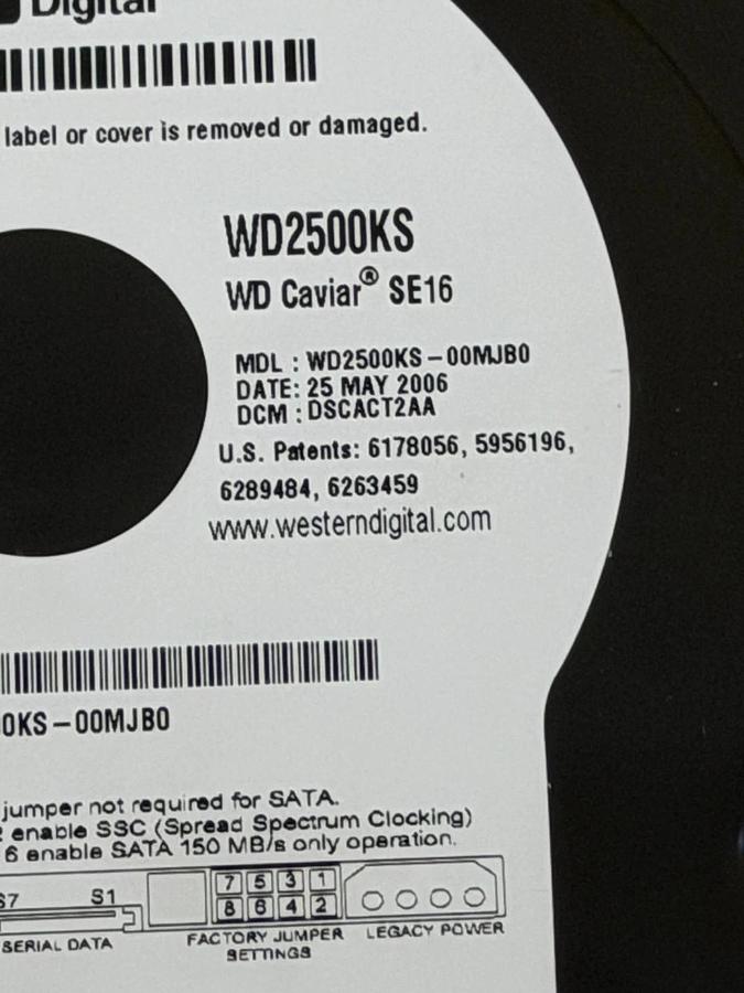 Used Western Digital WD2500KS-00MJB0 Hard Drive 250GB