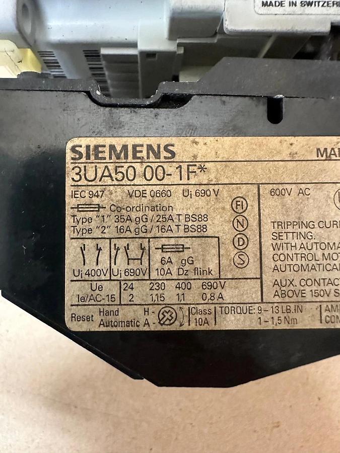 Used Allen Bradley 100-C09*10 Contactor w/ Siemens 3UA5000-1F Overload Relay