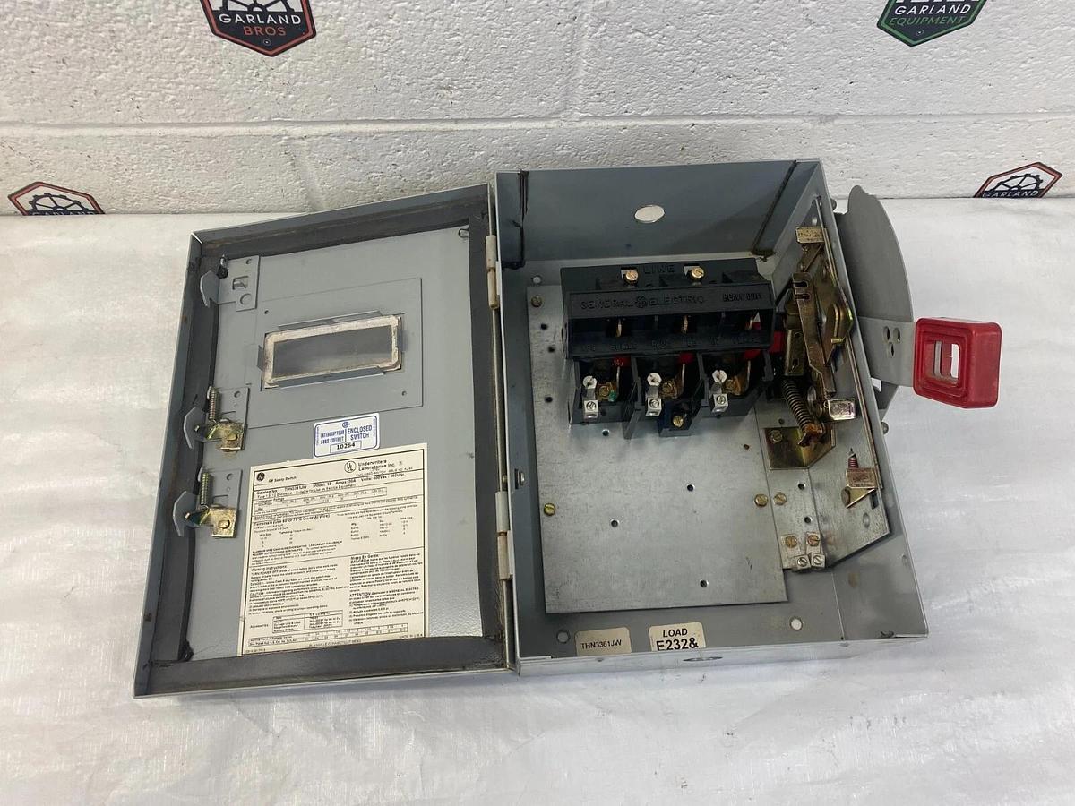 Used General Electric THN3361JW Heavy Duty Safety Switch Non-Fusible 3 Pole 30A