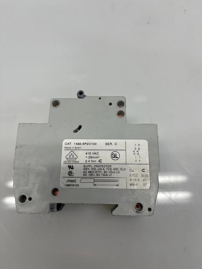 Used Allen-Bradley 1492-SP2C100 Circuit Breaker, Series C, 415 VAC