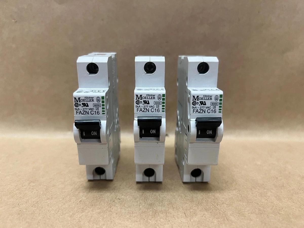 Used Moeller FAZN C16 Circuit Breaker - Lot of 3