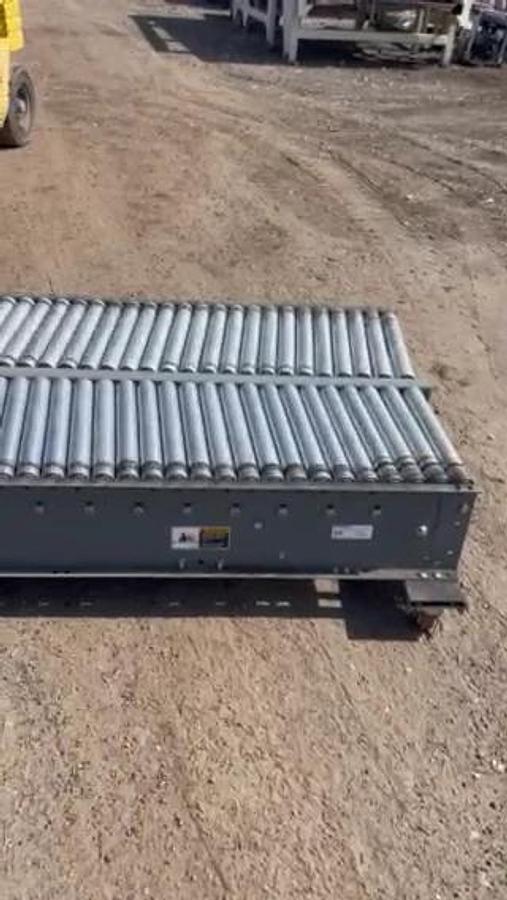 Used Power Roller Conveyor W:34” L:212” V-Belt, Baldor 1Hp, 1760RPM, Tigear 2 Gearbox