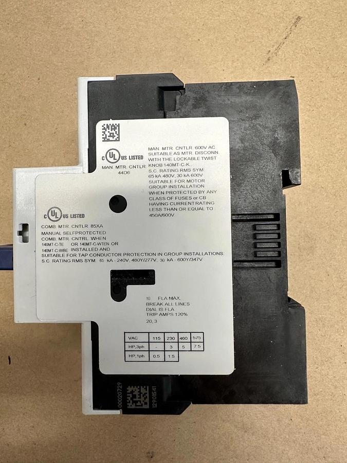 Used Allen Bradley 140MT-D9E-C10 Ser A Motor Protector/ Circuit Breaker