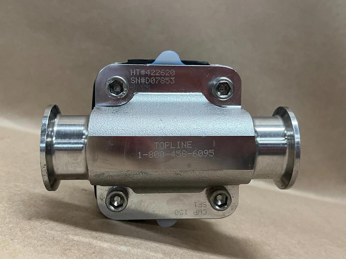 Used Topline 17574 (DN40) 1-1/2", 316L, CWP 150 Sanitary Tri-Clamp Diaphragm Valve