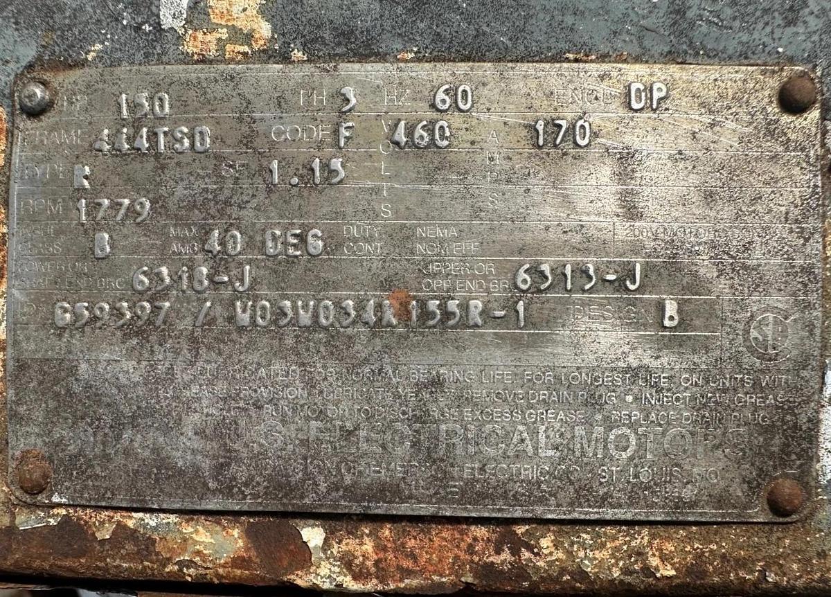 Used U.S. Electrical Motors 150Hp Motor @ 1779Rpm 3 Phase 460V 60Hz