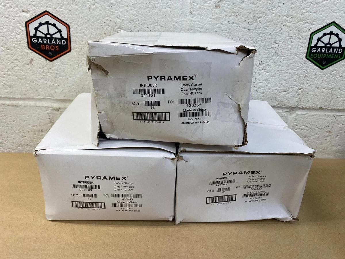 Used Pyramex S4110S Intruder Clear Lens Safety Glasses - 36 Pair of Glasses