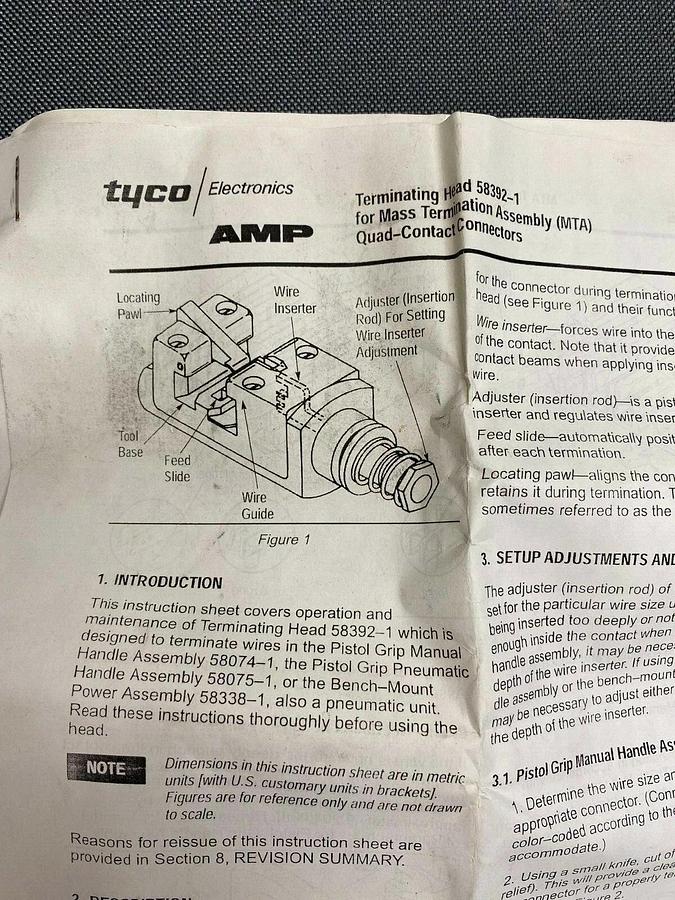 Used AMP Tyco 58392-1 Terminating Head for Mass Termination Assembly