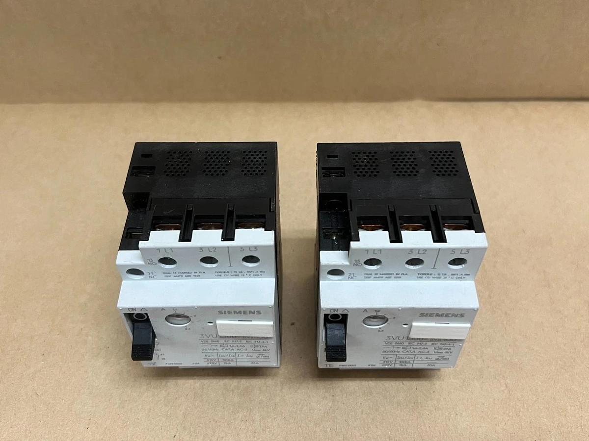 Used Siemens 3VU1300-1MH00 29A, 3P Motor Protection Circuit Breaker - Lot of 2
