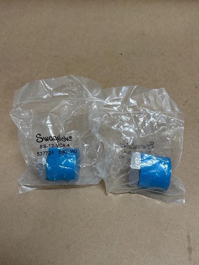 Used Swagelok SS-12-VCR-4 3/4” Male VCR Nut, 316SS *FACTORY SEALED* Lot of 2