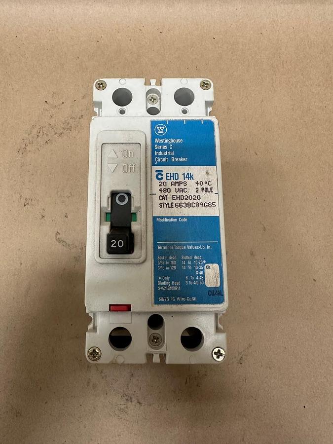 Used Westinghouse EHD 14K Series C 20A Circuit Breaker