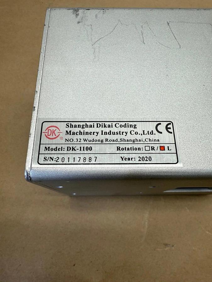 Used Shanghai Dikai Coding Machinery DK-1100 Cont Printing Machine Hot Ink Roll Coder