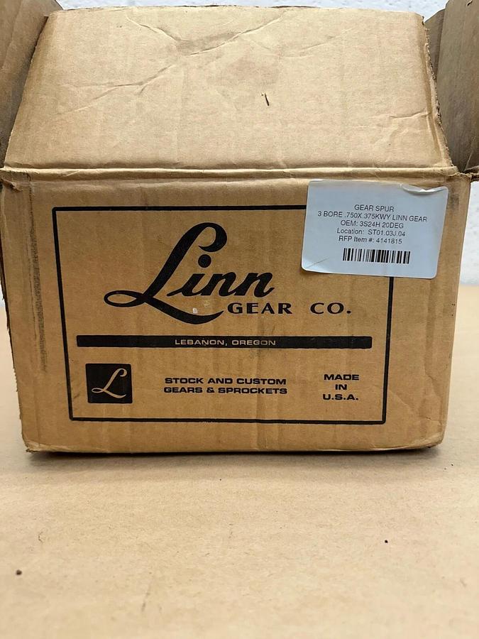 Used Linn Gear Co. Gear Spur 3S24H 20DEG 3 Bore .750X.375KWY