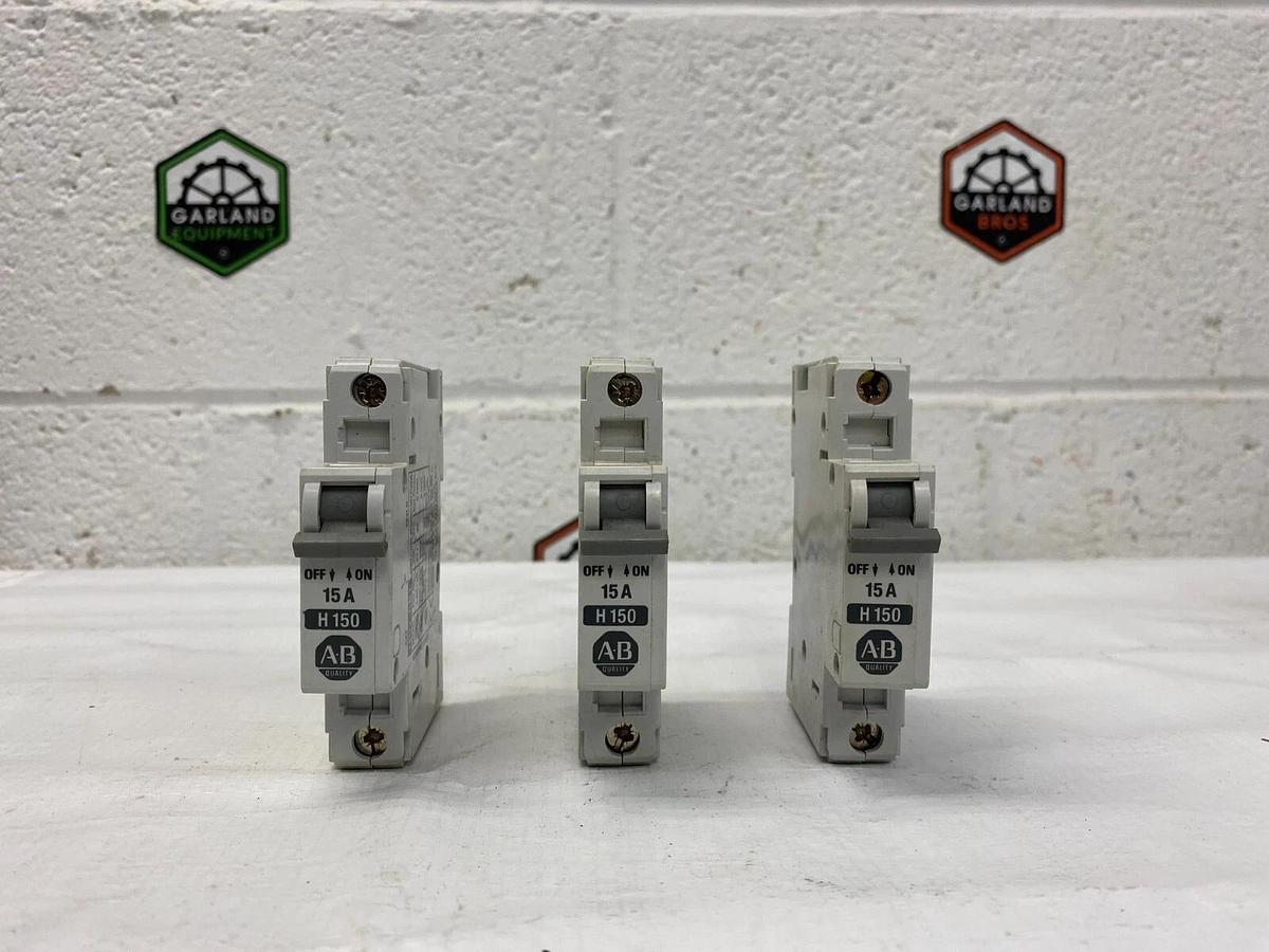 Used Allen-Bradley 1492-CB1 H 150 15A Circuit Breaker - Lot of 3