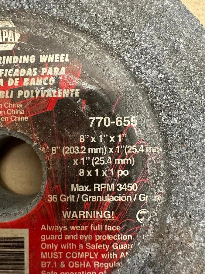 Used NAPA 770-6551 Bench Seal Grinding Wheel 8”x1”x1”