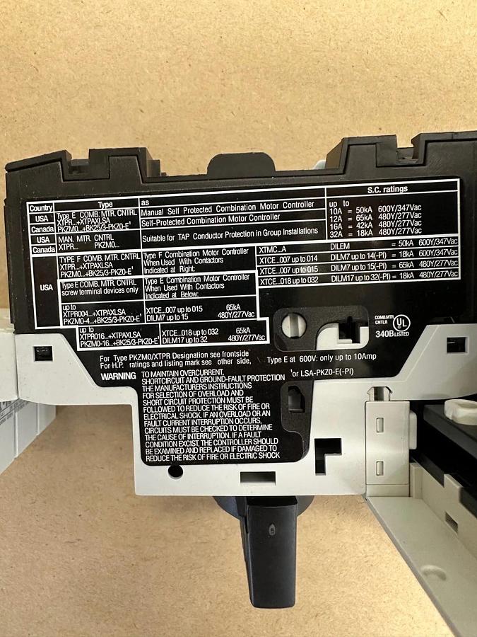 Used Eaton XTPR6P3BC1, R02, M007B Overload Relay with 2 Contactors